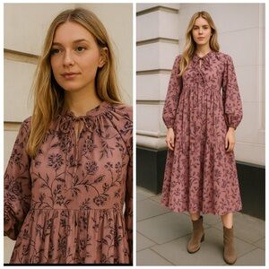 MATTA The Jaya Midi Dress Birdsong Mauve Floral XS